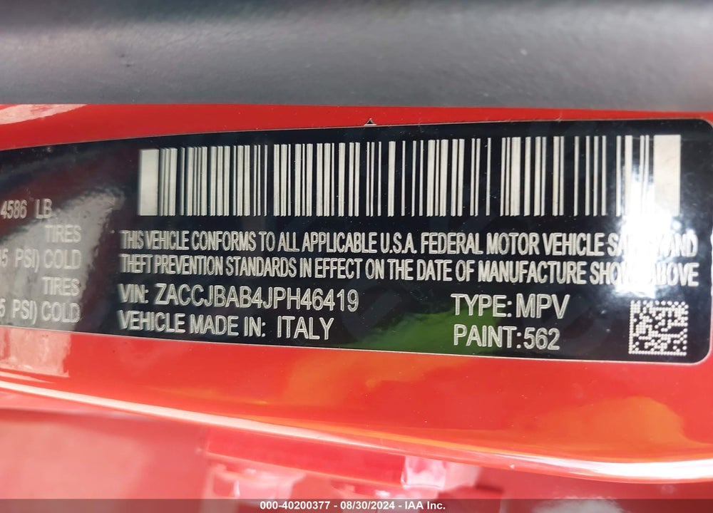 2018 JEEP RENEGADE SPORT 4X4 VIN: ZACCJBAB4JPH46419