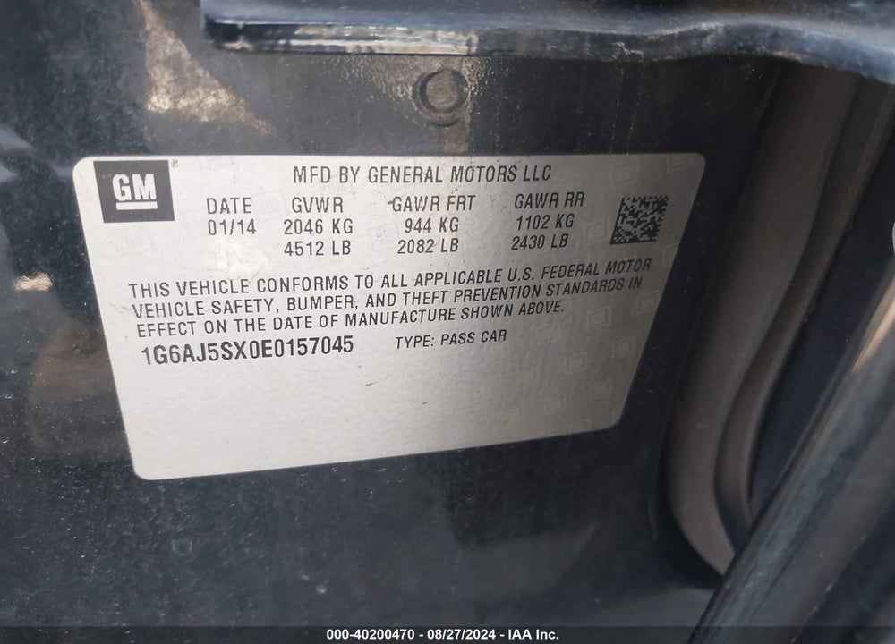2014 CADILLAC ATS PERFORMANCE VIN: 1G6AJ5SX0E0157045