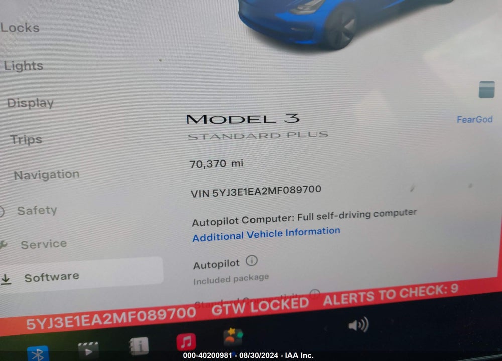 2021 TESLA MODEL 3 STANDARD RANGE PLUS REAR-WHEEL DRIVE VIN: 5YJ3E1EA2MF089700