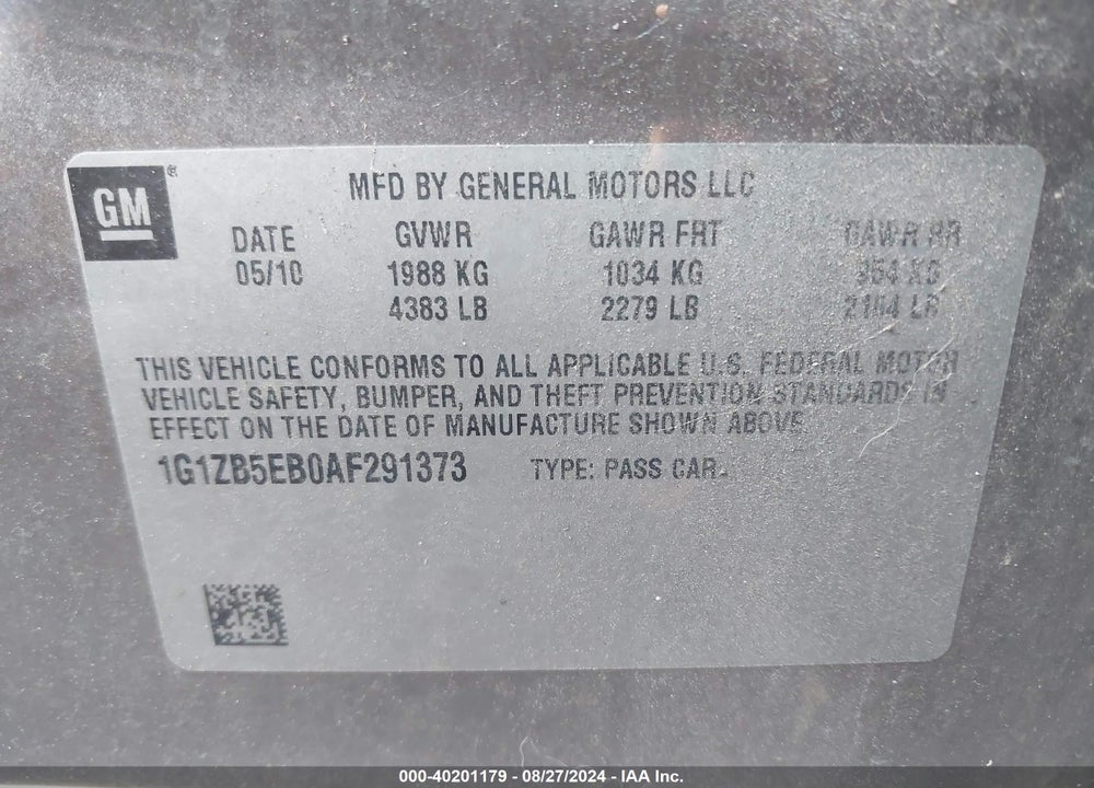 2010 CHEVROLET MALIBU LS VIN: 1G1ZB5EB0AF291373