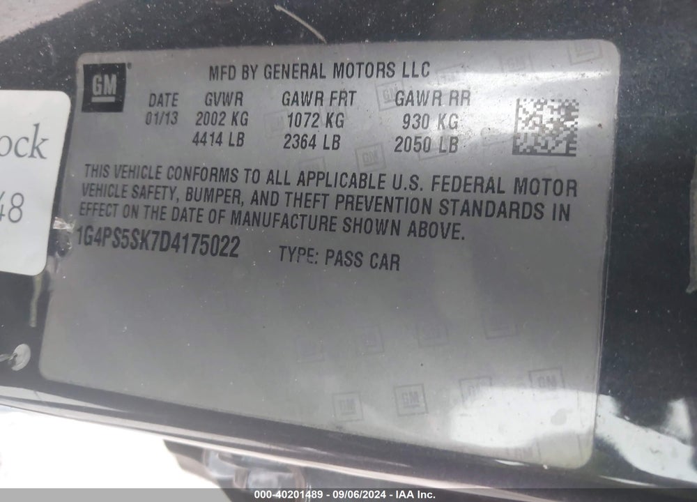 2013 BUICK VERANO LEATHER GROUP VIN: 1G4PS5SK7D4175022