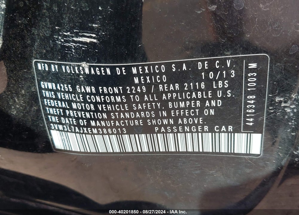 2014 VOLKSWAGEN JETTA 2.0L TDI VIN: 3VW3L7AJXEM386013