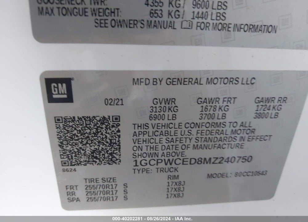 2021 CHEVROLET SILVERADO 1500 2WD SHORT BED LT VIN: 1GCPWCED8MZ240750