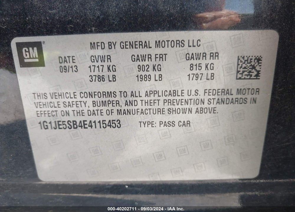 2014 CHEVROLET SONIC LTZ AUTO VIN: 1G1JE5SB4E4115453