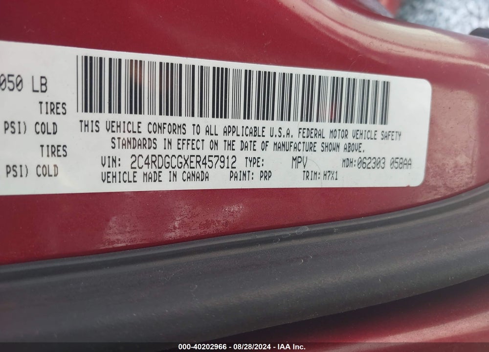 2014 DODGE GRAND CARAVAN SXT VIN: 2C4RDGCGXER457912