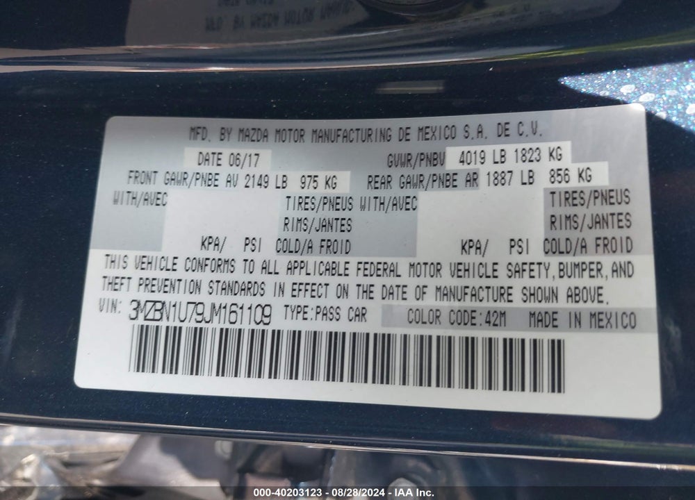 2018 MAZDA 3 SPORT VIN: 3MZBN1U79JM161109