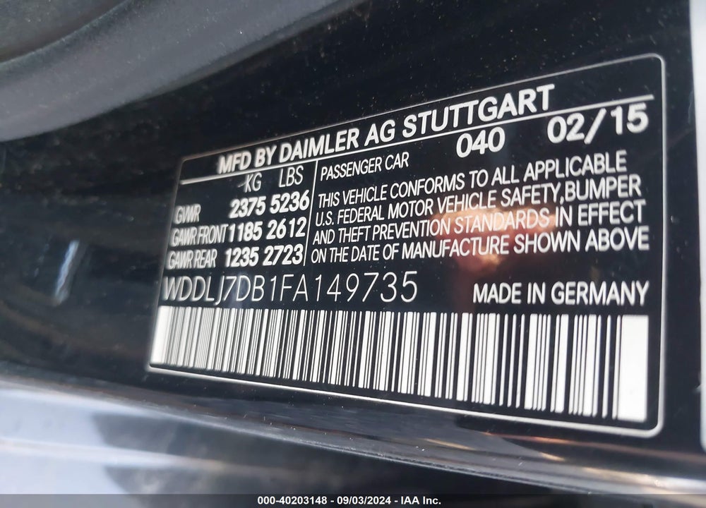 2015 MERCEDES-BENZ CLS 550 VIN: WDDLJ7DB1FA149735