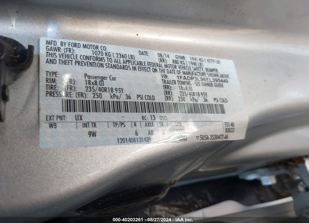 2014 FORD FOCUS ST VIN: 1FADP3L96EL395449