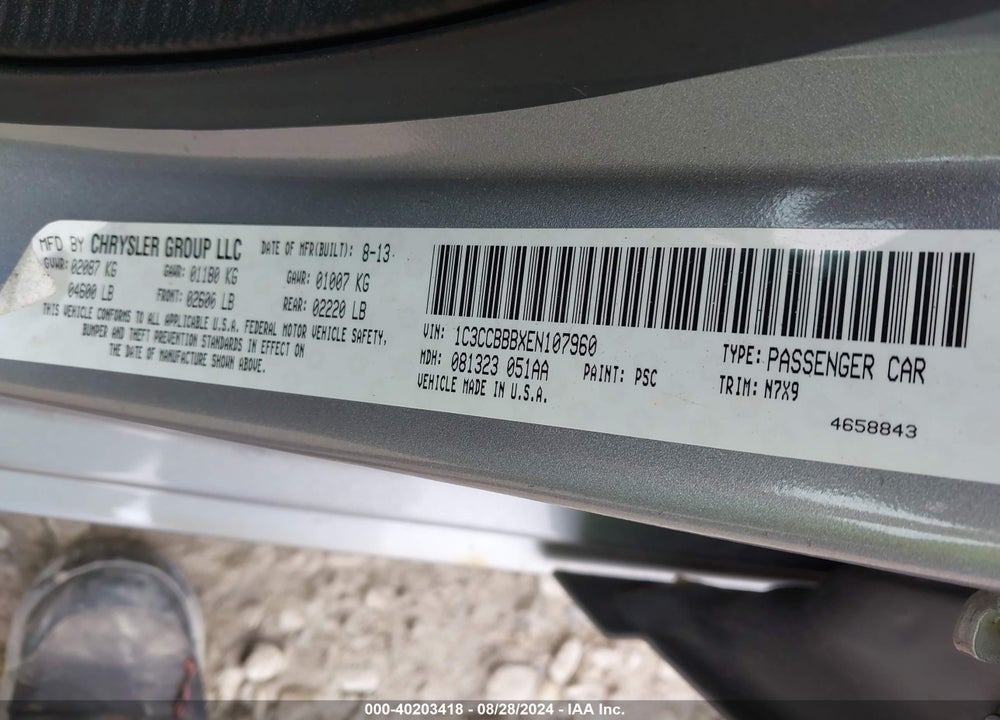 2014 CHRYSLER 200 TOURING VIN: 1C3CCBBBXEN107960