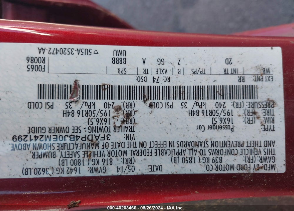 2014 FORD FIESTA SE VIN: 3FADP4BJ0EM241299