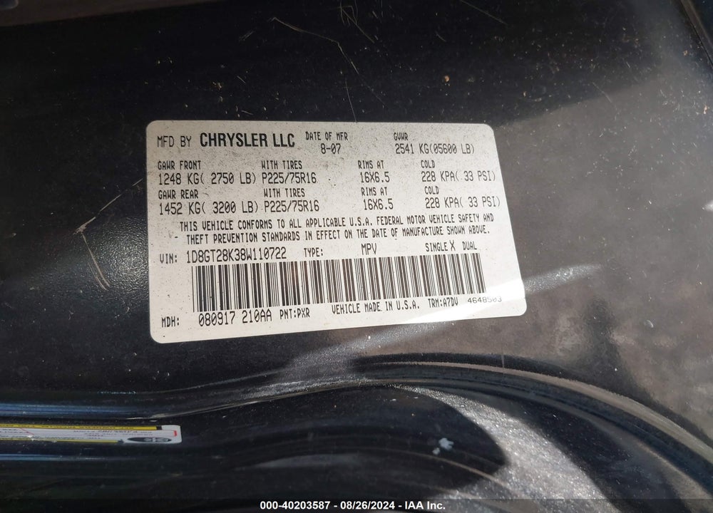 2008 DODGE NITRO SXT VIN: 1D8GT28K38W110722