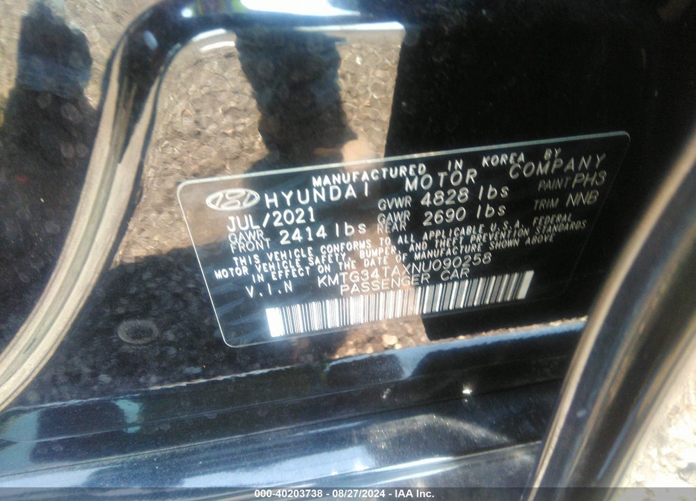 2022 GENESIS G70 2.0T AWD VIN: KMTG34TAXNU090258