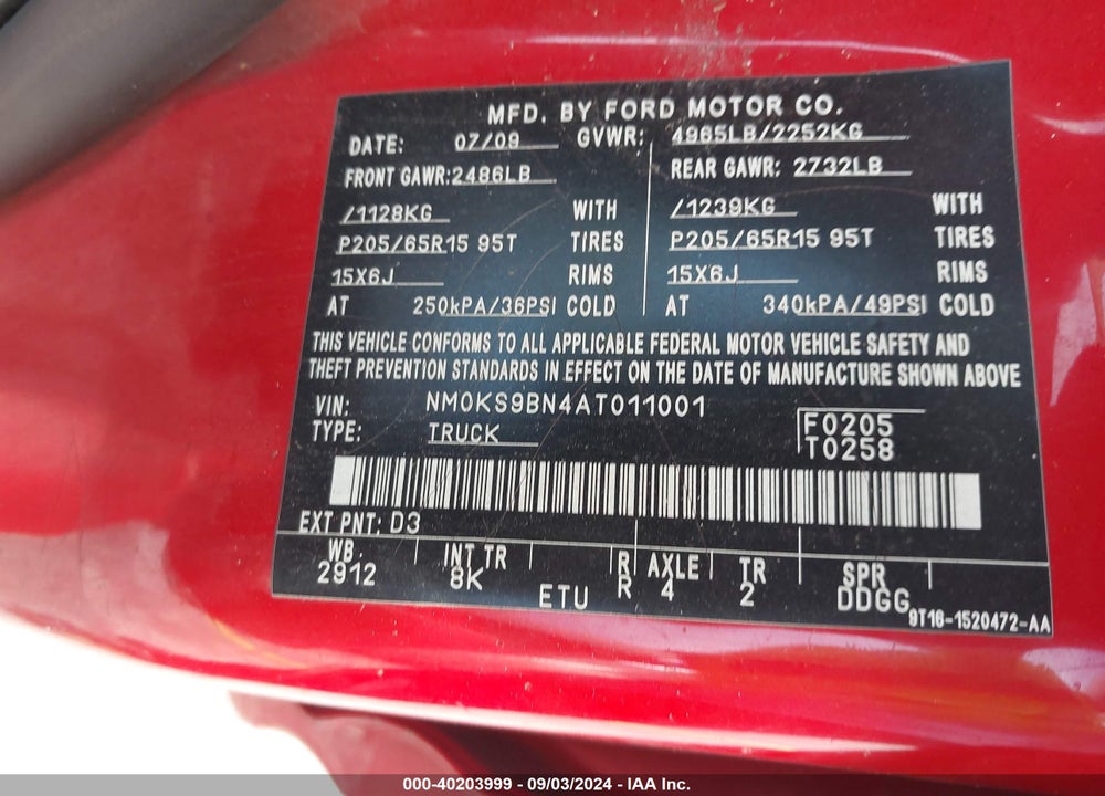 2010 FORD TRANSIT CONNECT XLT VIN: NM0KS9BN4AT011001