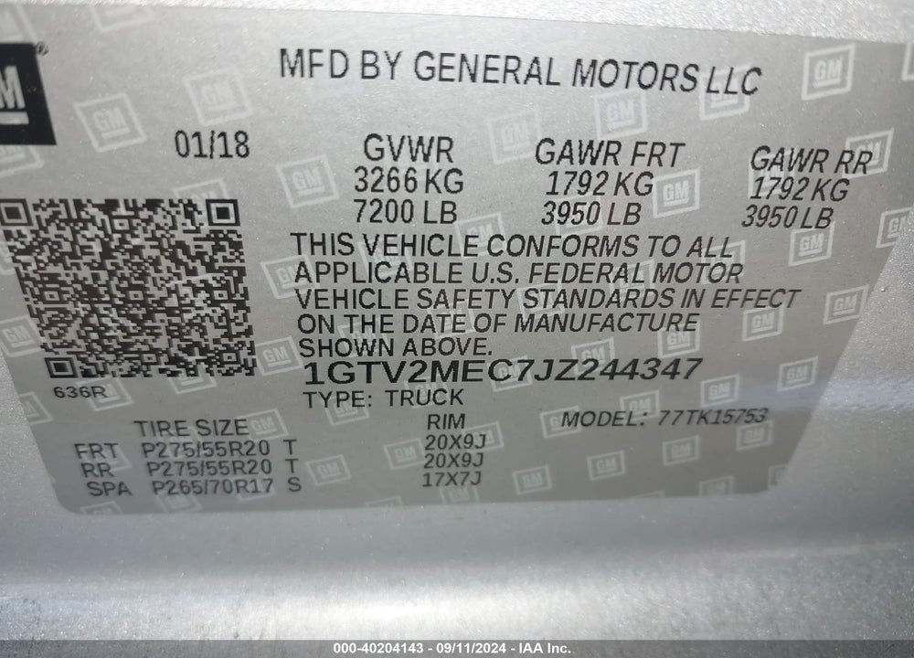 2018 GMC SIERRA 1500 SLE VIN: 1GTV2MEC7JZ244347