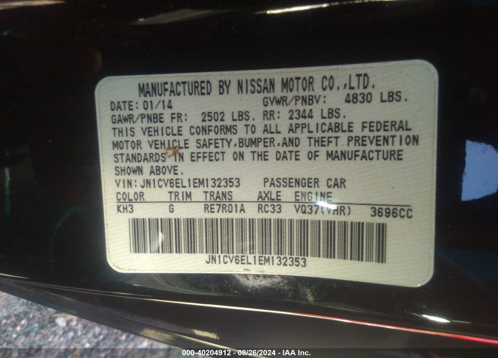 2014 INFINITI Q60 VIN: JN1CV6EL1EM132353