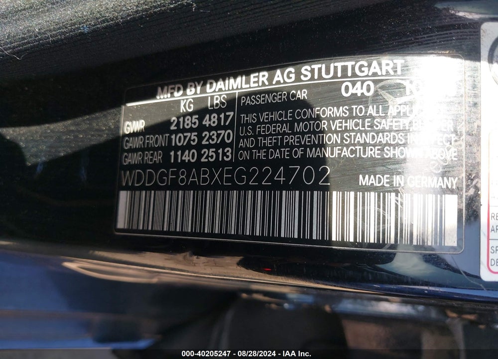 2014 MERCEDES-BENZ C 300 LUXURY 4MATIC/SPORT 4MATIC VIN: WDDGF8ABXEG224702