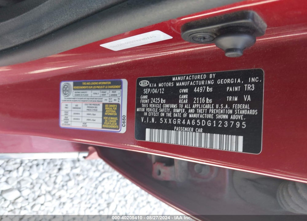 2013 KIA OPTIMA SX VIN: 5XXGR4A65DG123795