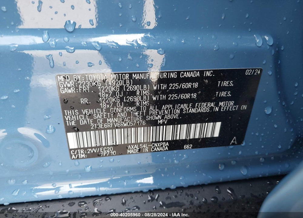 2024 TOYOTA RAV4 HYBRID XSE VIN: 2T3E6RFV6RW057176