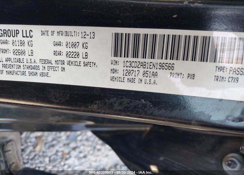 2014 DODGE AVENGER SE VIN: 1C3CDZAB1EN196566