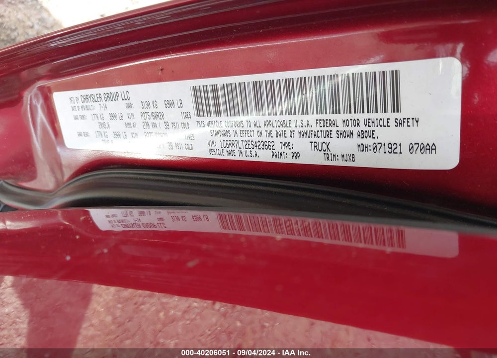 2014 RAM 1500 LONE STAR VIN: 1C6RR7LT2ES423662