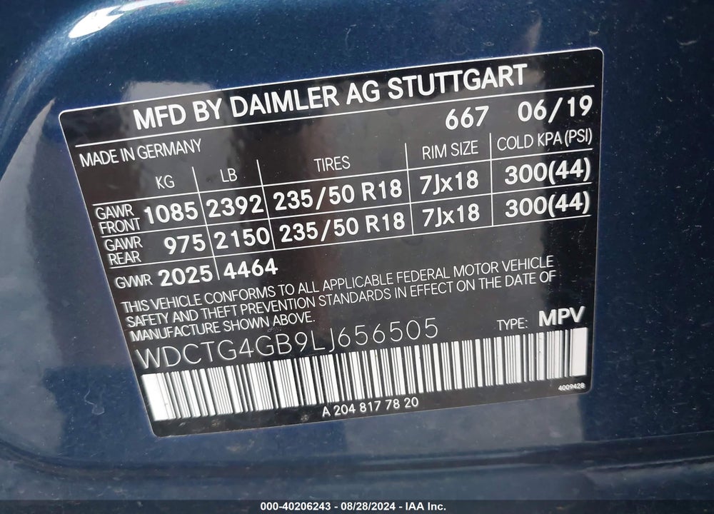 2020 MERCEDES-BENZ GLA 250 4MATIC VIN: WDCTG4GB9LJ656505