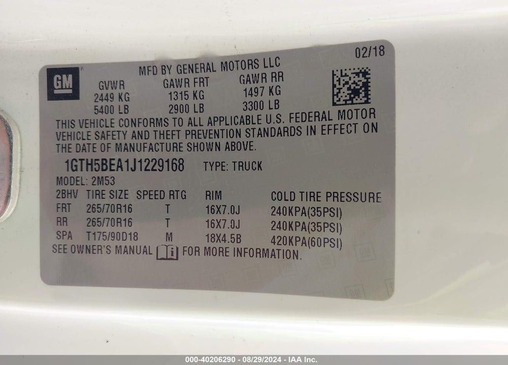 2018 GMC CANYON VIN: 1GTH5BEA1J1229168