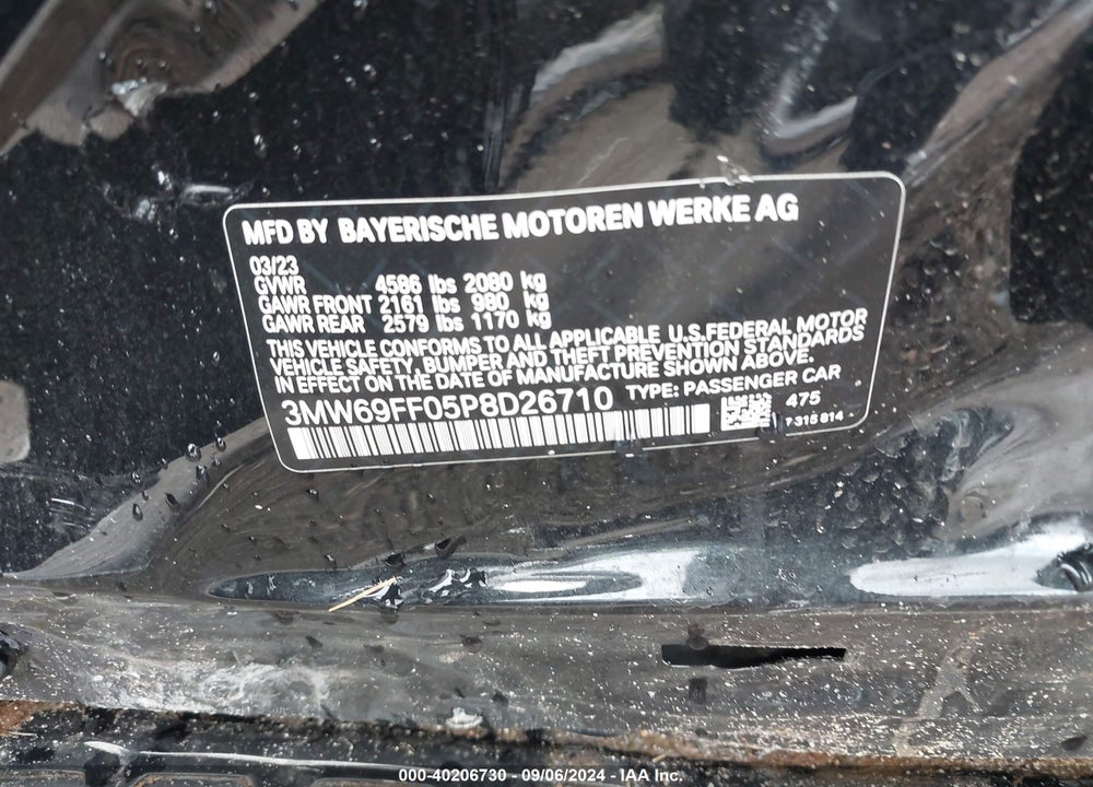 2023 BMW 330I VIN: 3MW69FF05P8D26710