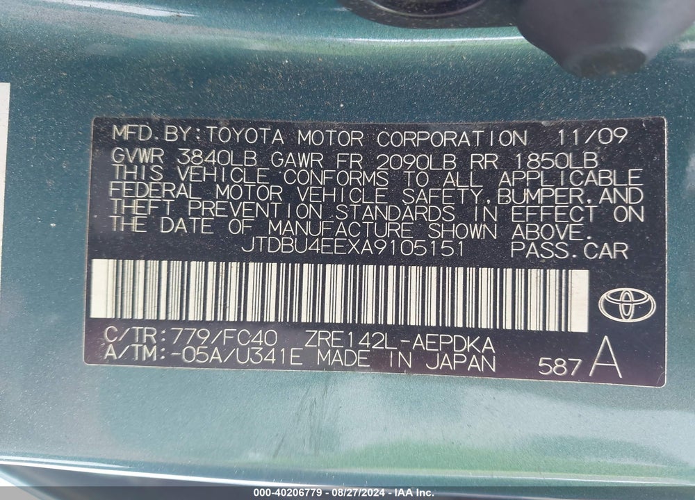 2010 TOYOTA COROLLA LE VIN: JTDBU4EEXA9105151