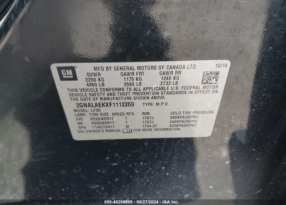 2015 CHEVROLET EQUINOX LS VIN: 2GNALAEKXF1112269