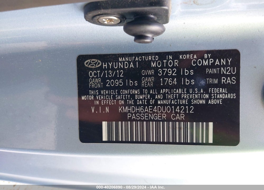 2013 HYUNDAI ELANTRA GS VIN: KMHDH6AE4DU014212