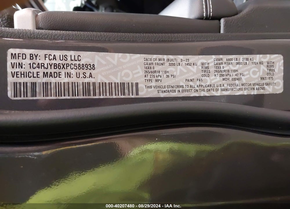 2023 JEEP GRAND CHEROKEE 4XE VIN: 1C4RJYB6XPC588938