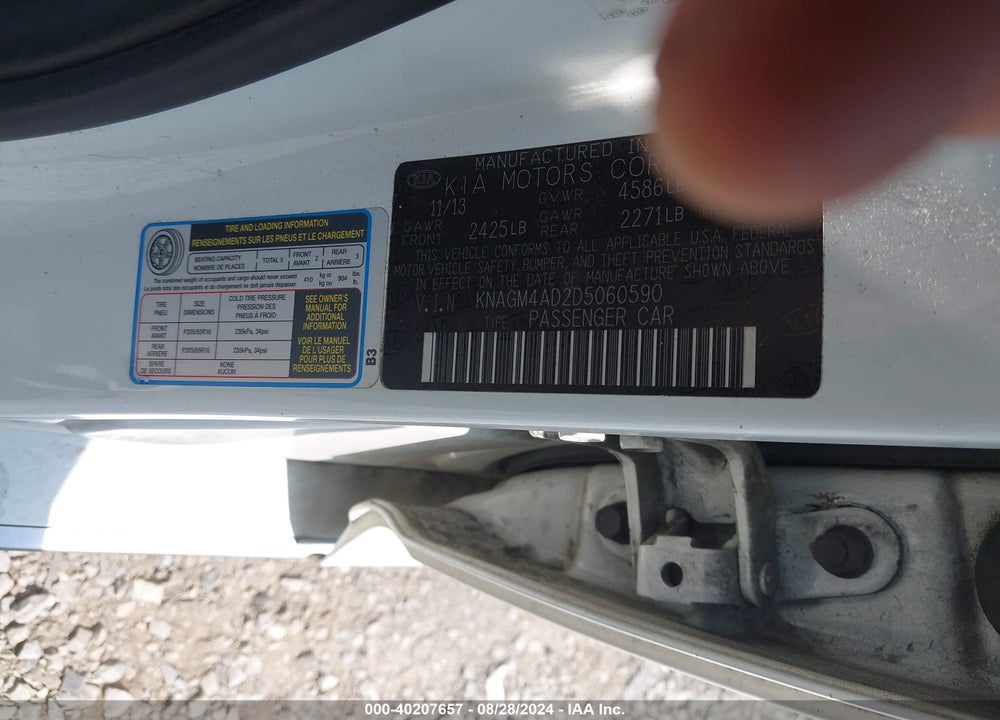 2013 KIA OPTIMA HYBRID LX VIN: KNAGM4AD2D5060590