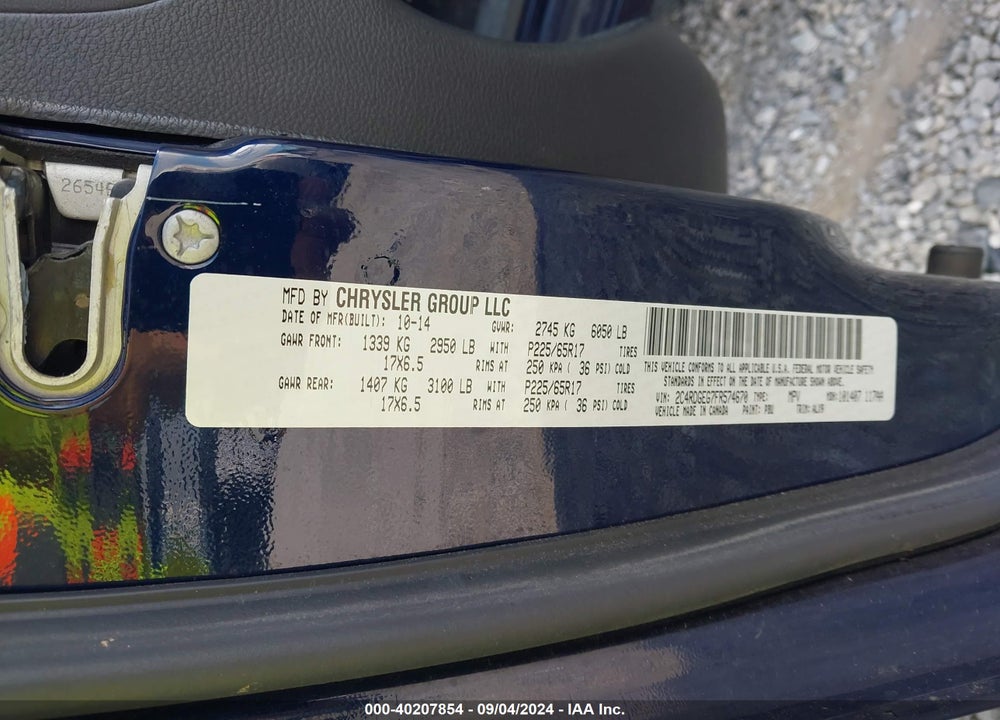 2015 DODGE GRAND CARAVAN R/T VIN: 2C4RDGEG7FR574670