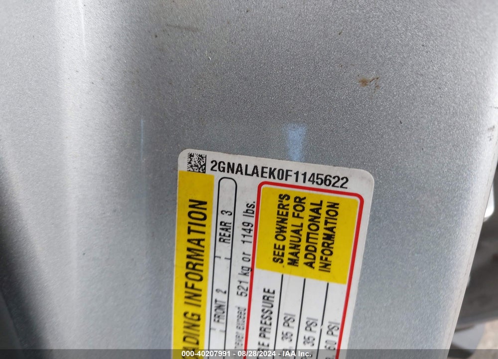 2015 CHEVROLET EQUINOX LS VIN: 2GNALAEK0F1145622