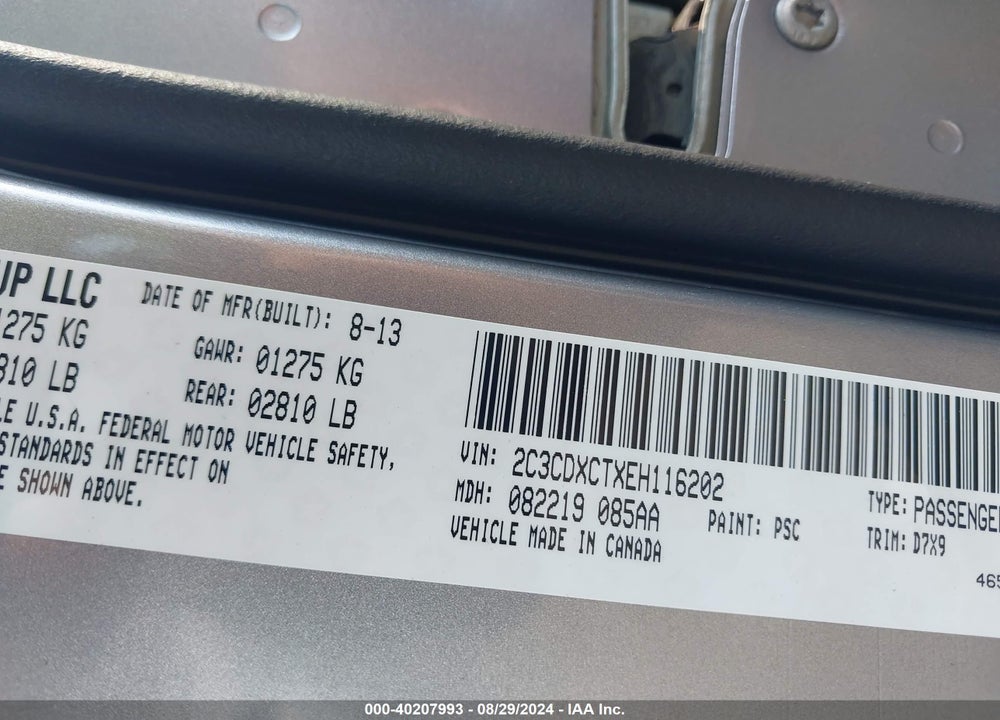 2014 DODGE CHARGER R/T VIN: 2C3CDXCTXEH116202
