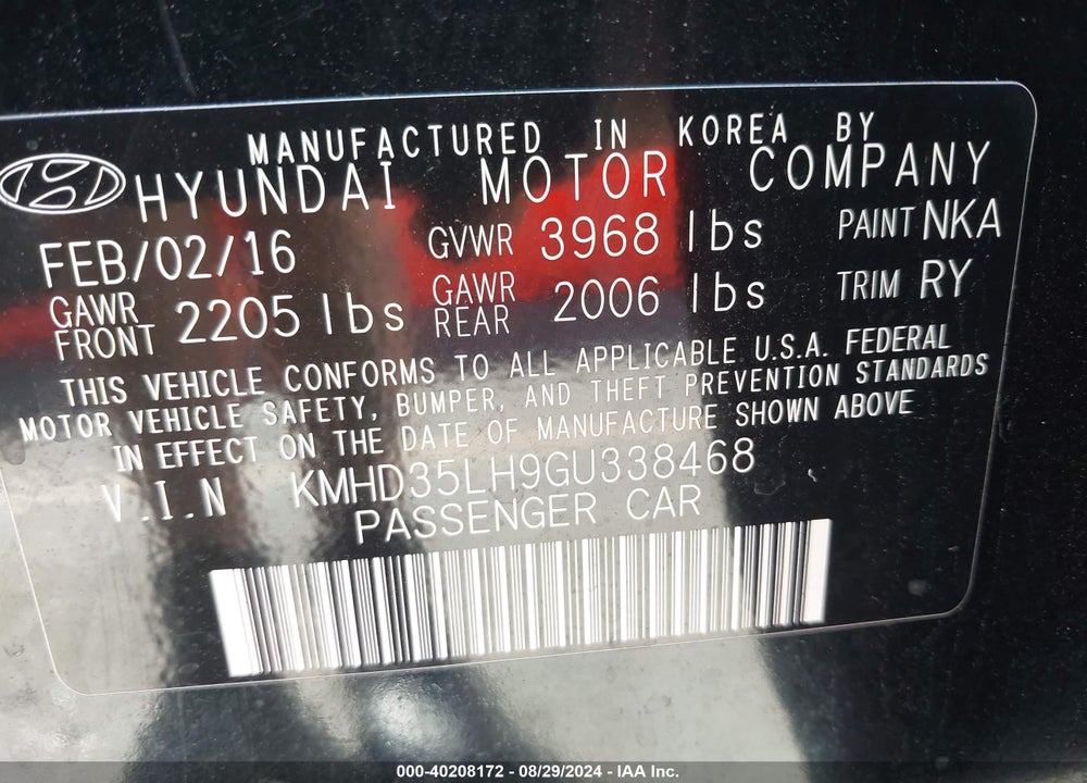 2016 HYUNDAI ELANTRA GT VIN: KMHD35LH9GU338468