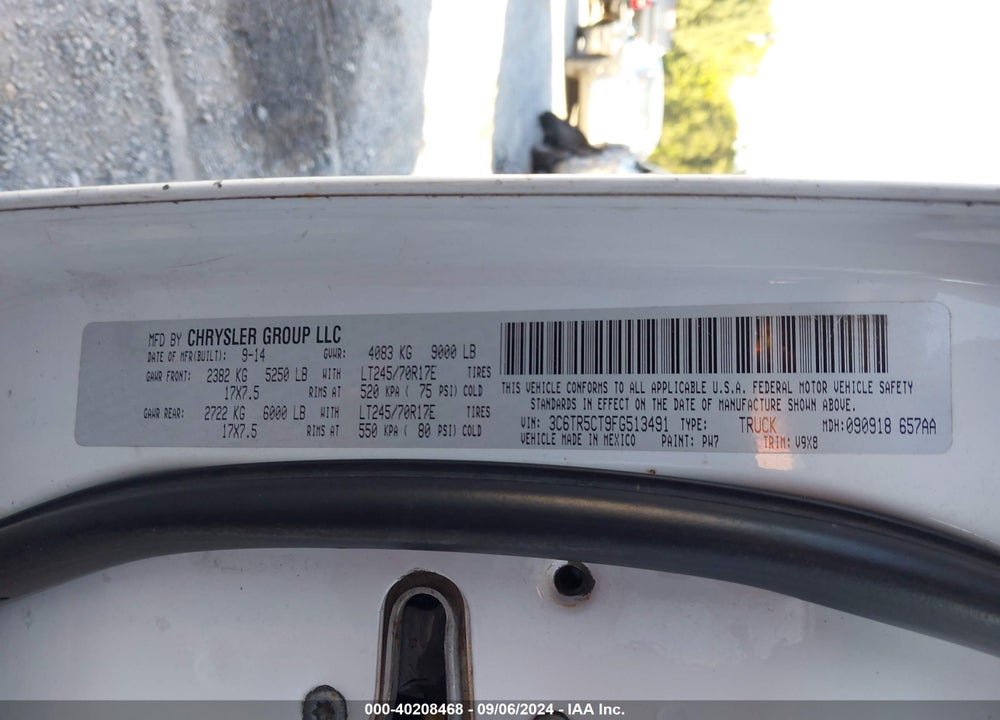 2015 RAM 2500 TRADESMAN VIN: 3C6TR5CT9FG513491
