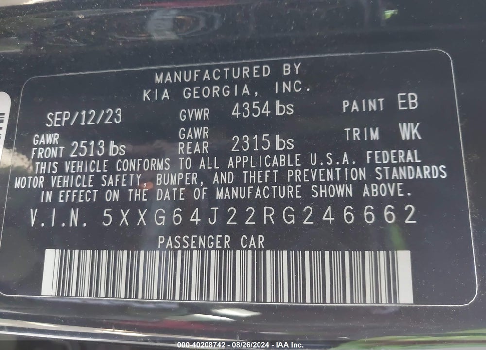 2024 KIA K5 GT LINE VIN: 5XXG64J22RG246662