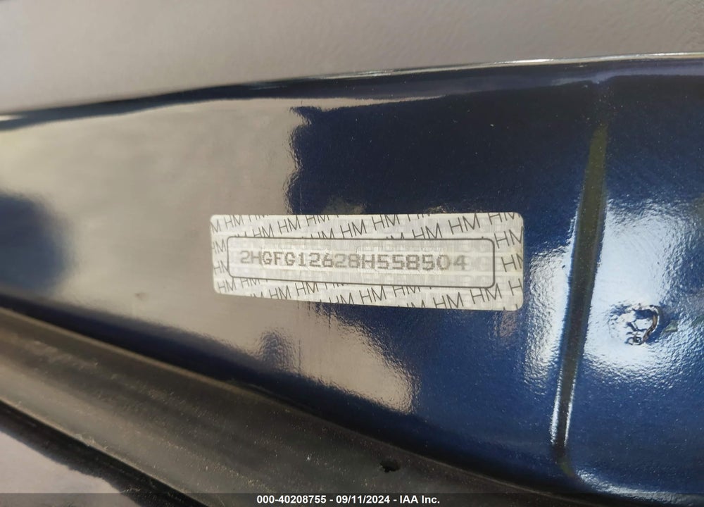 2008 HONDA CIVIC LX VIN: 2HGFG12628H558504