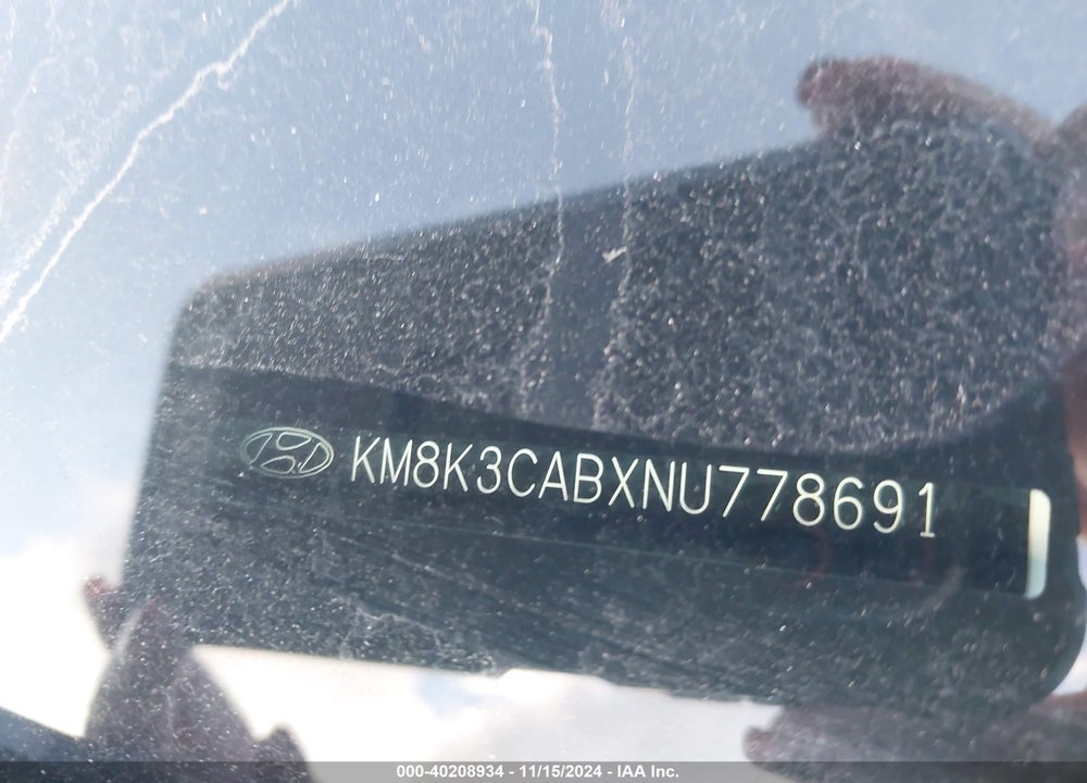 2022 HYUNDAI KONA SEL VIN: KM8K3CABXNU778691