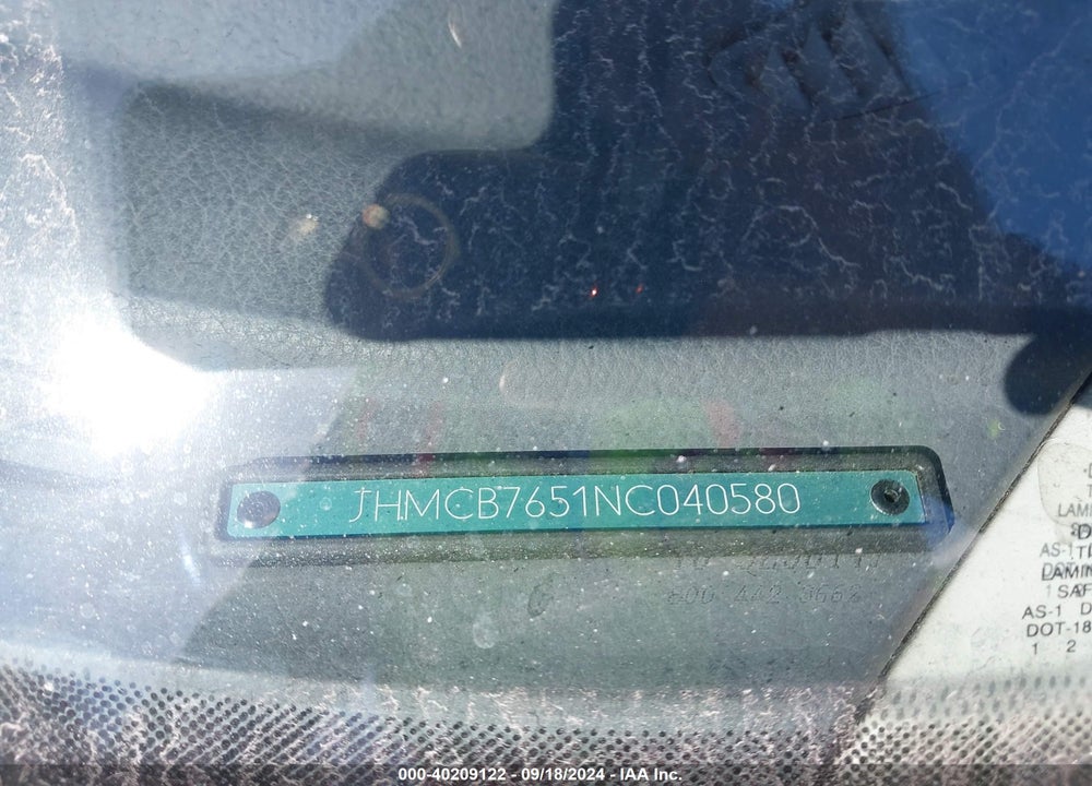 1992 HONDA ACCORD LX/EX VIN: JHMCB7651NC040580