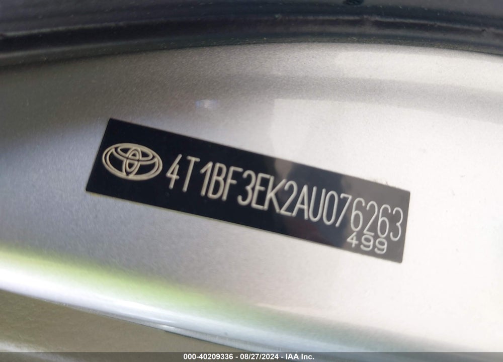 2010 TOYOTA CAMRY LE VIN: 4T1BF3EK2AU076263