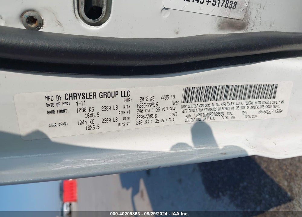 2011 JEEP PATRIOT SPORT VIN: 1J4NT1GA0BD189594
