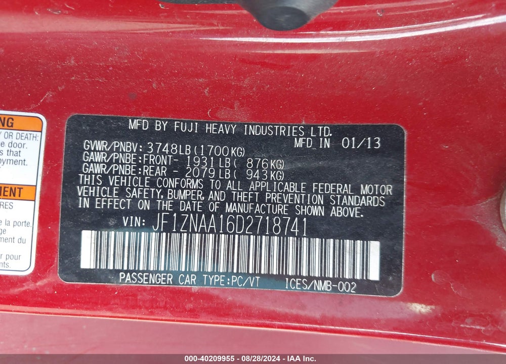 2013 SCION FR-S VIN: JF1ZNAA16D2718741