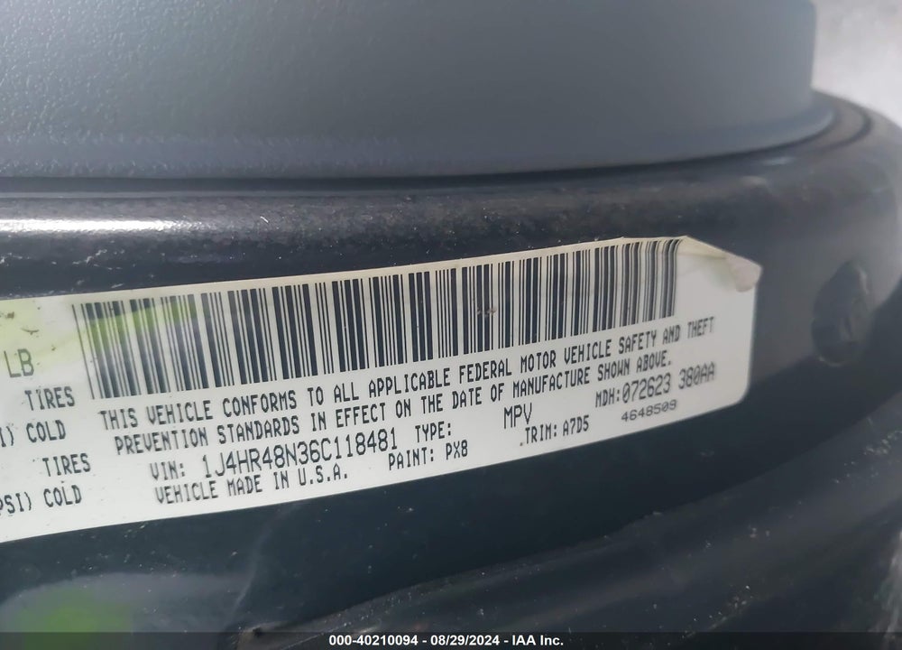 2006 JEEP GRAND CHEROKEE LAREDO VIN: 1J4HR48N36C118481