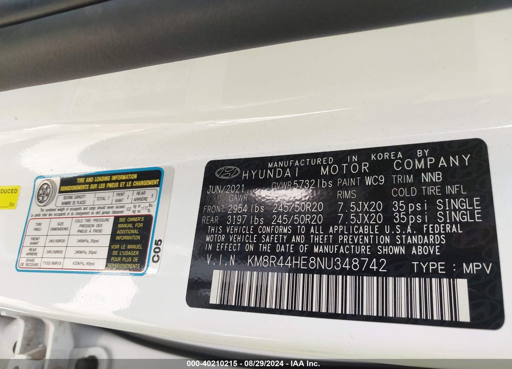 2022 HYUNDAI PALISADE SEL VIN: KM8R44HE8NU348742