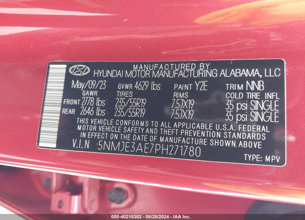 2023 HYUNDAI TUCSON LIMITED VIN: 5NMJE3AE7PH271780