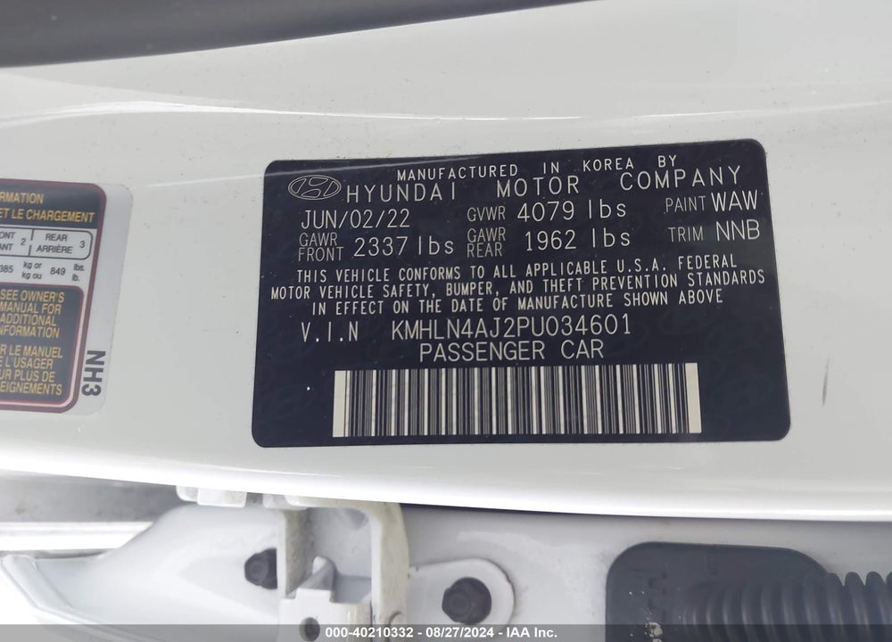 2023 HYUNDAI ELANTRA HYBRID LIMITED VIN: KMHLN4AJ2PU034601