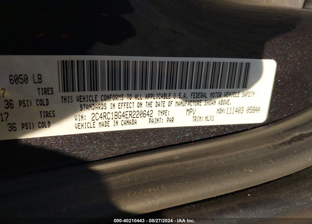 2014 CHRYSLER TOWN & COUNTRY TOURING VIN: 2C4RC1BG4ER220642