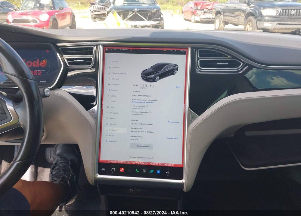 2014 TESLA MODEL S P85 VIN: 5YJSA1H12EFP62182